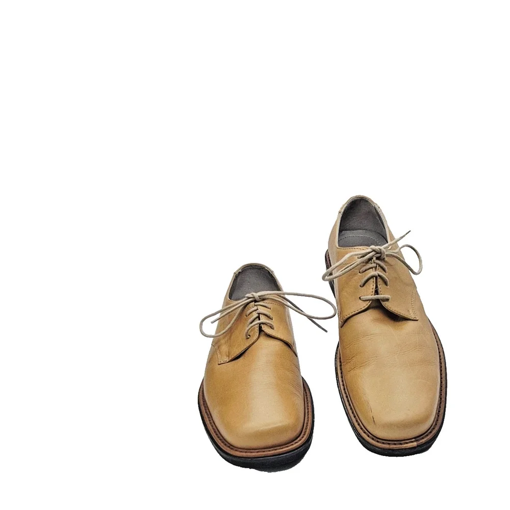 Bacco Bucci Mens Oxford Dress Shoes Size 8 Tan Leather Lace-Up Made in Italy